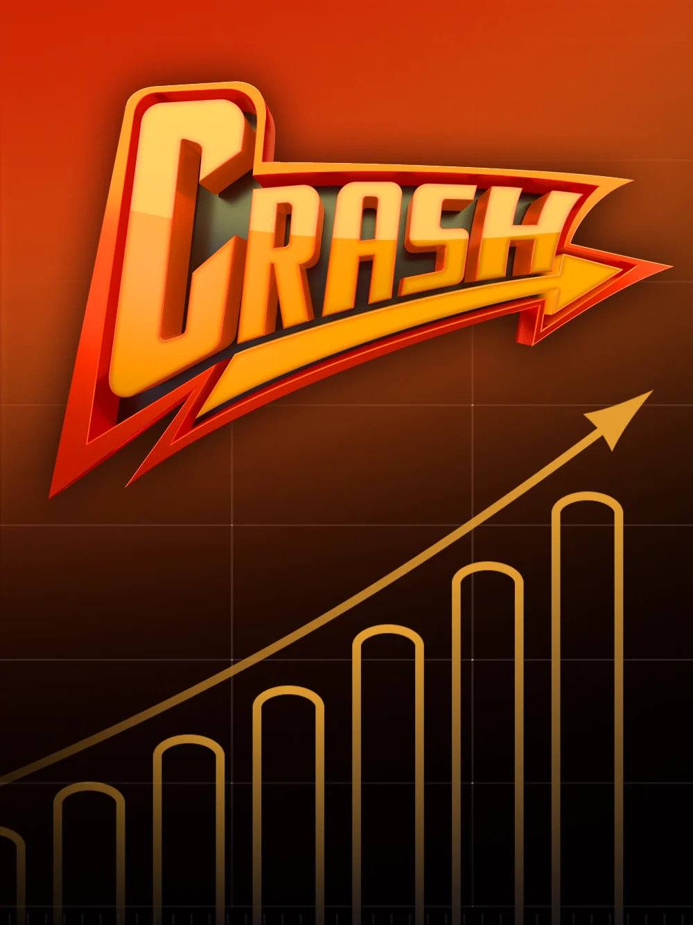 Experiencia crash con gráfico ascendente y tensión visual.
